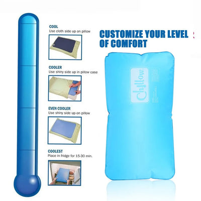 Comfortable Summer Ice Cold Pillow Cool Therapy Relax Muscle Help Sleeping  Pad Mat Travel Pillows Neck Water Blue