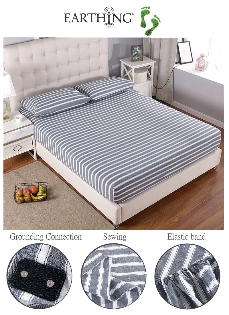 Earthing bed sheet good for sleep nature cotton with silver thread 400TC earth benefit not included  pillow cases