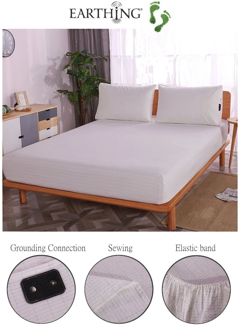 Earthing bed sheet good for sleep nature cotton with silver thread 400TC earth benefit not included  pillow cases