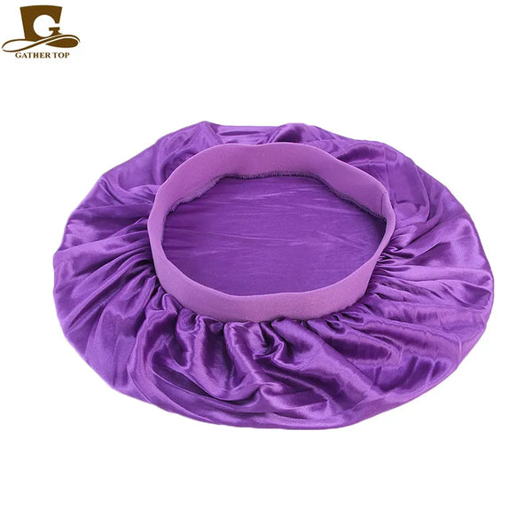 Popular Night Sleep Hat Fashion Women's Donna Sleep Cap wide band satin Bonnet cap turban headband Hair Care Bonnet Nightcap