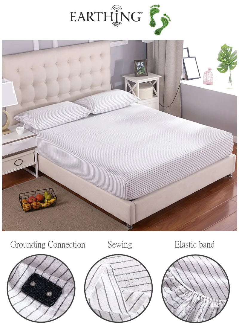 Earthing bed sheet good for sleep nature cotton with silver thread 400TC earth benefit not included  pillow cases