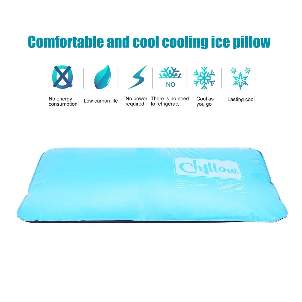 Comfortable Summer Ice Cold Pillow Cool Therapy Relax Muscle Help Sleeping  Pad Mat Travel Pillows Neck Water Blue