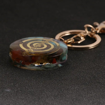 Natural Stone Chip Gravel 7 Chakras Orgonite Pendant Key Chain Orgone Energy Generator Soothe The Soul Key Ring Healing Jewelry