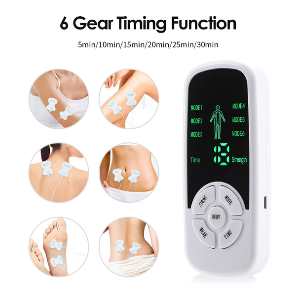 EMS Pulse Electric Muscle Stimulator With Electrode Massage Gloves Digital Meridian Therapy Machine Back Neck Body Massager