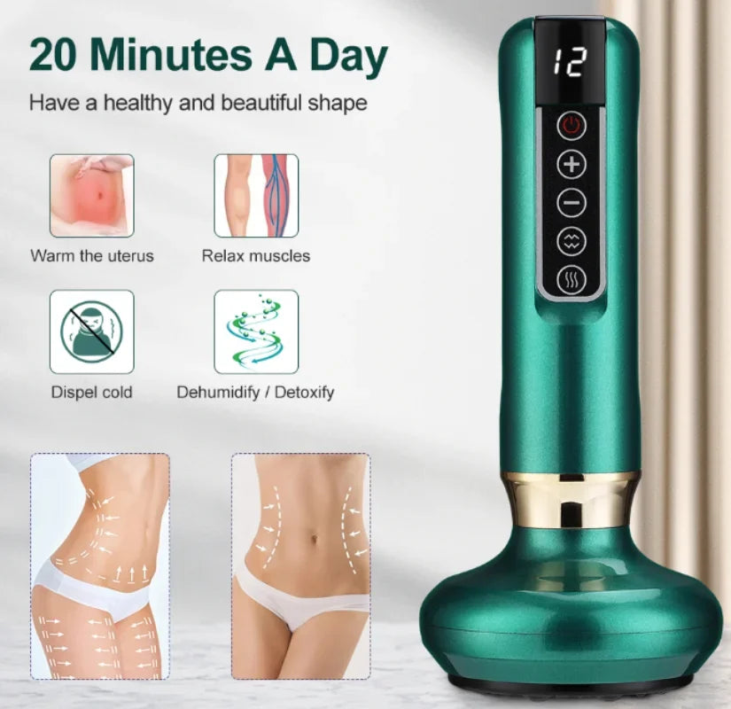 1PC New Electric Cupping Massager Vacuum Suction Cup GuaSha Anti Cellulite Beauty Health Scraping Infrared Heat Slimming Massage