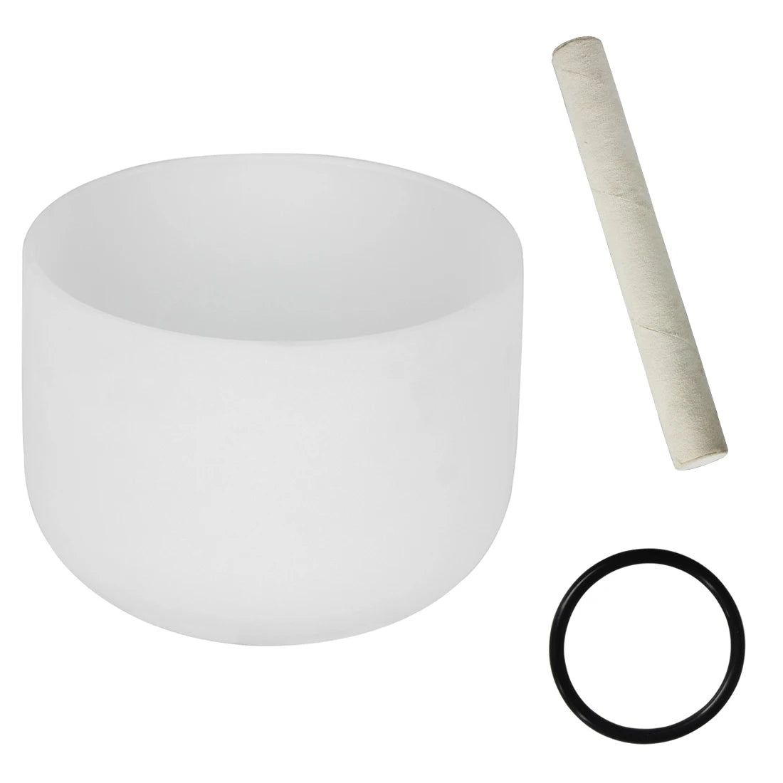 Singing Bowl B Key 8 Inches Frosted Quartz Crystal Music Bowl With Free Mallet White Percussion Instruments Meditation Tools