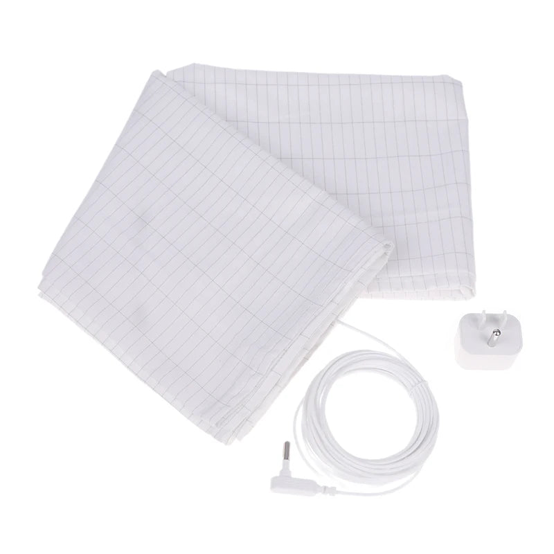 Grounded Silver Fiber Flat Sheet with Conductive Earthing Cord for Stress Release and Health Tending