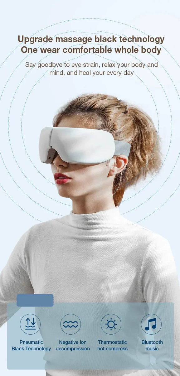 Eye Massager with Heat,Migraines Relief,  Vibration and Bluetooth Music, Smart Massage Eye Mask for Eye Strain, Improve Sleep