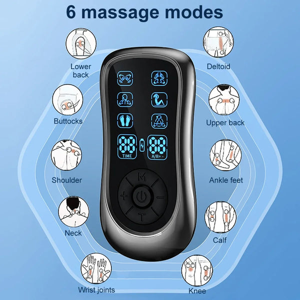 Muscle Stimulator 6-Mode Electric EMS Massage Digital Therapy Slimming Machine Electrostimulator Pulse Abdominal Body Massager