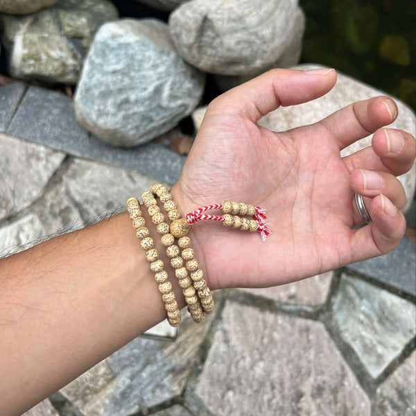 Natural Buddha Beads Prayer Mala 108 Beads 6.5mm X 6mm Bracelet Yoga Meditation Necklace for Mindfulness & Serenity