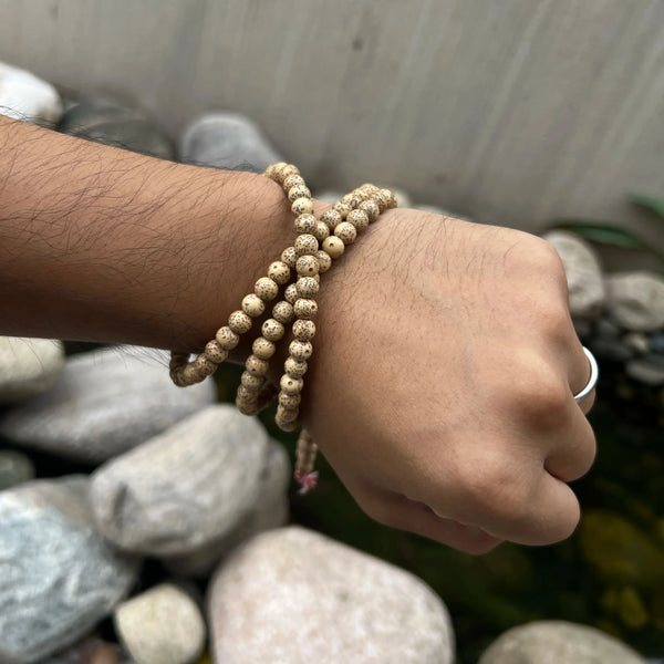 Natural Buddha Beads Prayer Mala 108 Beads 6.5mm X 6mm Bracelet Yoga Meditation Necklace for Mindfulness & Serenity