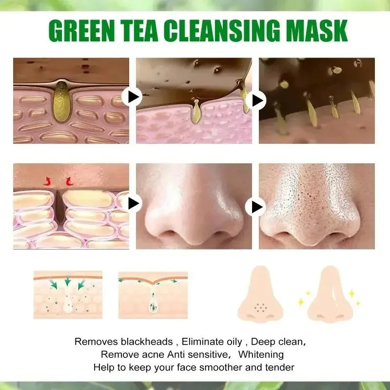 Fast Remove Blackhead Mask Green Tea Solid Cleansing Stick Facial Acne Blemish Shrink Pores Oil Control Smooth Korean Skin Care