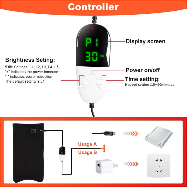 Red Light Therapy for Body 5 Light Levels Infrared Light Heat Therapy Belt Wrap 660nm & 850nm Therapy Pad with Timer