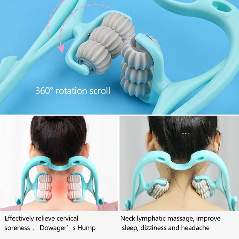 Neck Massager Handheld Shoulder Aids With Ball Shiatsu Deep Muscle Relaxation Massage Pain Relief