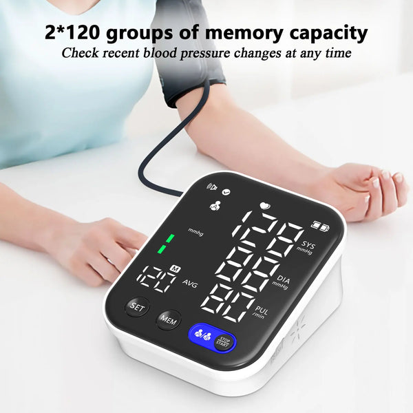 Electronic Tensiometer Portable Upper Arm BP Meter Digital Blood Pressure Monitors Automatic Measurement Cuff Sphygmomanometer