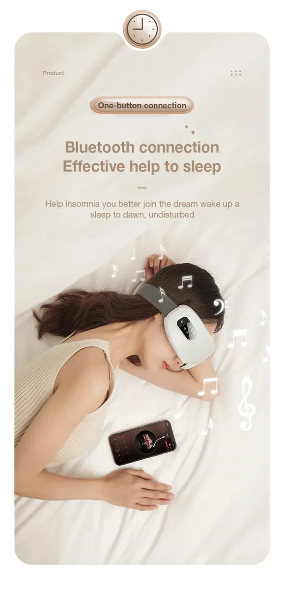 Eye Massager with Heat,Migraines Relief,  Vibration and Bluetooth Music, Smart Massage Eye Mask for Eye Strain, Improve Sleep