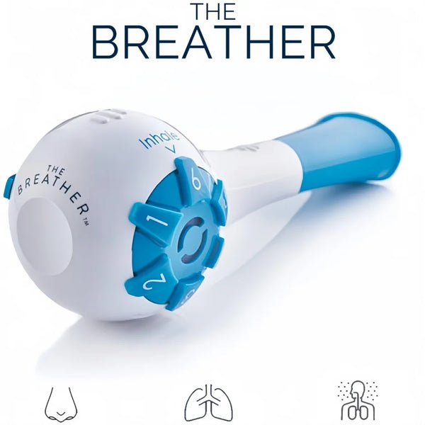Breathing exercise device, drug-free breathing therapy makes breathing easier. Running, swimming, yoga, lung capacity exercises.