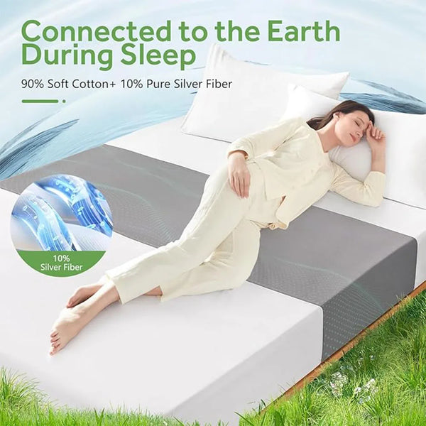 Grounding Sheet Sleep better Cotton grey Silver Half bed Sheet  Antimicrobial Fabric Conductive Grounding earthing sleep