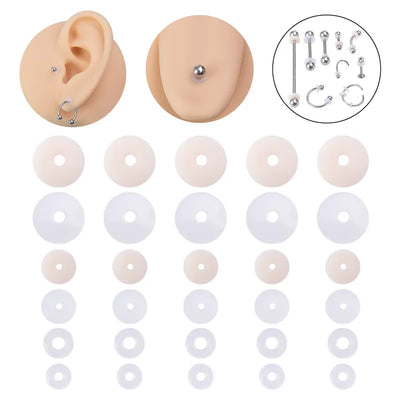 10-100pcs Silicone Soft Gasket Body Piercing Jewelry Healing Discs Flexible Anti Hyperplasia Fixed the Earring Nose Lip Piercing