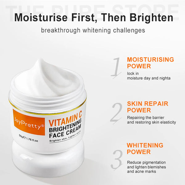 Vitamin C Face Cream Whitening Dark Spots Removal Lifting Firming Moisturizing Facial Cream Skin Care Product Beauty Health