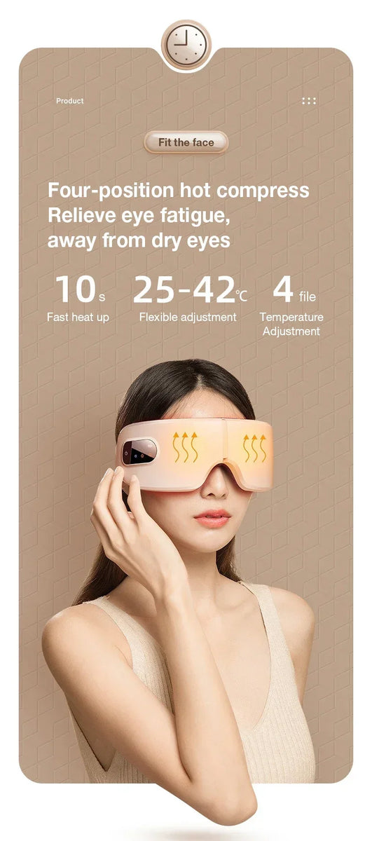 Eye Massager with Heat,Migraines Relief,  Vibration and Bluetooth Music, Smart Massage Eye Mask for Eye Strain, Improve Sleep