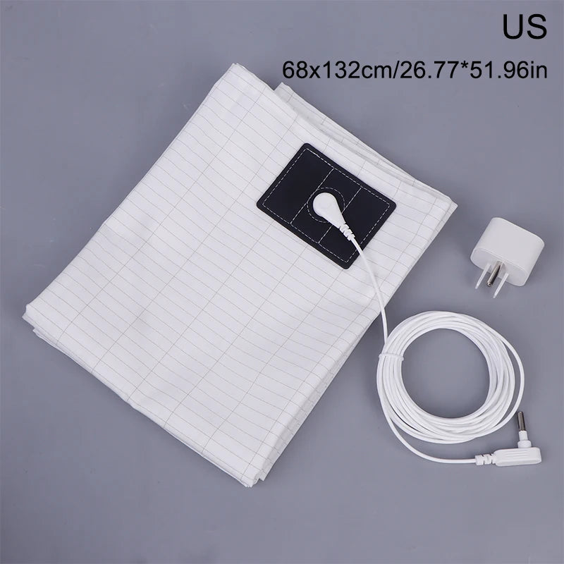 Grounded Silver Fiber Flat Sheet with Conductive Earthing Cord for Stress Release and Health Tending