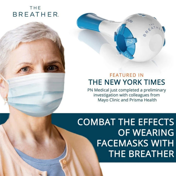Breathing exercise device, drug-free breathing therapy makes breathing easier. Running, swimming, yoga, lung capacity exercises.