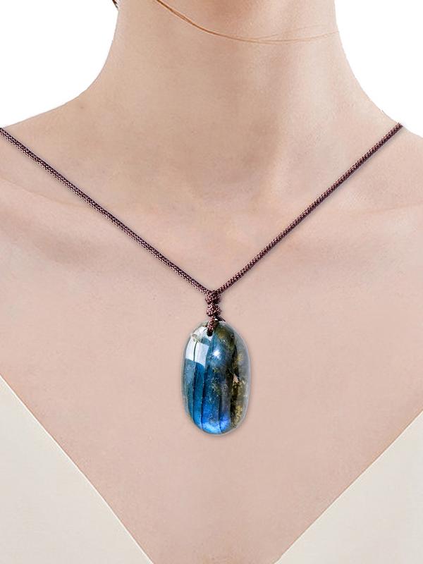 1pc Natural Crystal Labradorite Water Drop Pendant Polished Healing Moonstone Crystal Pendant Fashion Spiritual Jewelry Gift