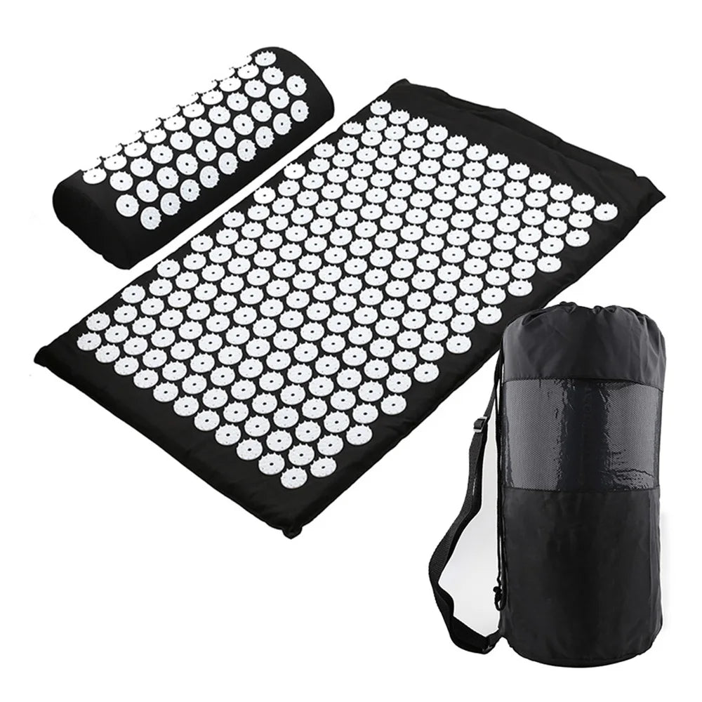 Acupressure Yoga Mat Massage Cushion Pillow Acupuncture Relieve Stress Back Body Pain Spike Mat with Carry Bag for Men Women