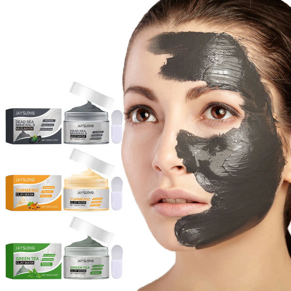 Face Cleansing Clay Mask Green Tea Turmeric Shrink Pore Blackhead Remover Exfoliating Moisturizing Oil Control Dead Sea Mud Mask