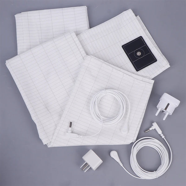 Grounded Silver Fiber Flat Sheet with Conductive Earthing Cord for Stress Release and Health Tending