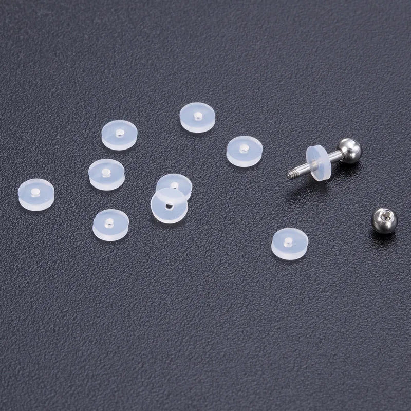 10-100pcs Silicone Soft Gasket Body Piercing Jewelry Healing Discs Flexible Anti Hyperplasia Fixed the Earring Nose Lip Piercing