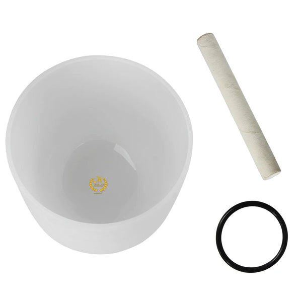 Singing Bowl B Key 8 Inches Frosted Quartz Crystal Music Bowl With Free Mallet White Percussion Instruments Meditation Tools