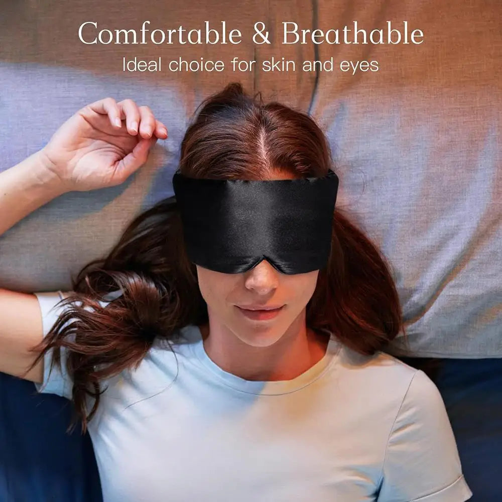 Silk Eye Mask For Sleeping Blocking Light Blindfold Portable Travel Sleep Eyes Mask Stress Relief Wrapped Head Sleep Aid