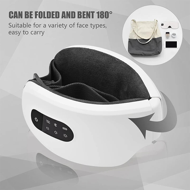 Eye Massager with Heat,Migraines Relief,  Vibration and Bluetooth Music, Smart Massage Eye Mask for Eye Strain, Improve Sleep