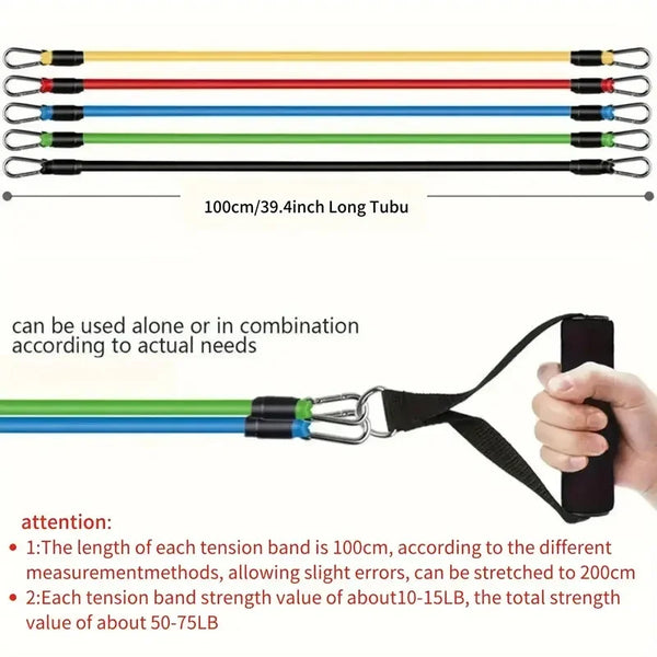 11-Piece Resistance Bands Set - Complete Home Gym Kit with Accessories