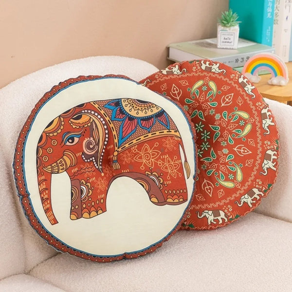 Geometric Round Meditation Cushion - Boho Style Cotton-Linen Pouf for Yoga/Pilates, Floor Seat for Home Decor. 요가매트