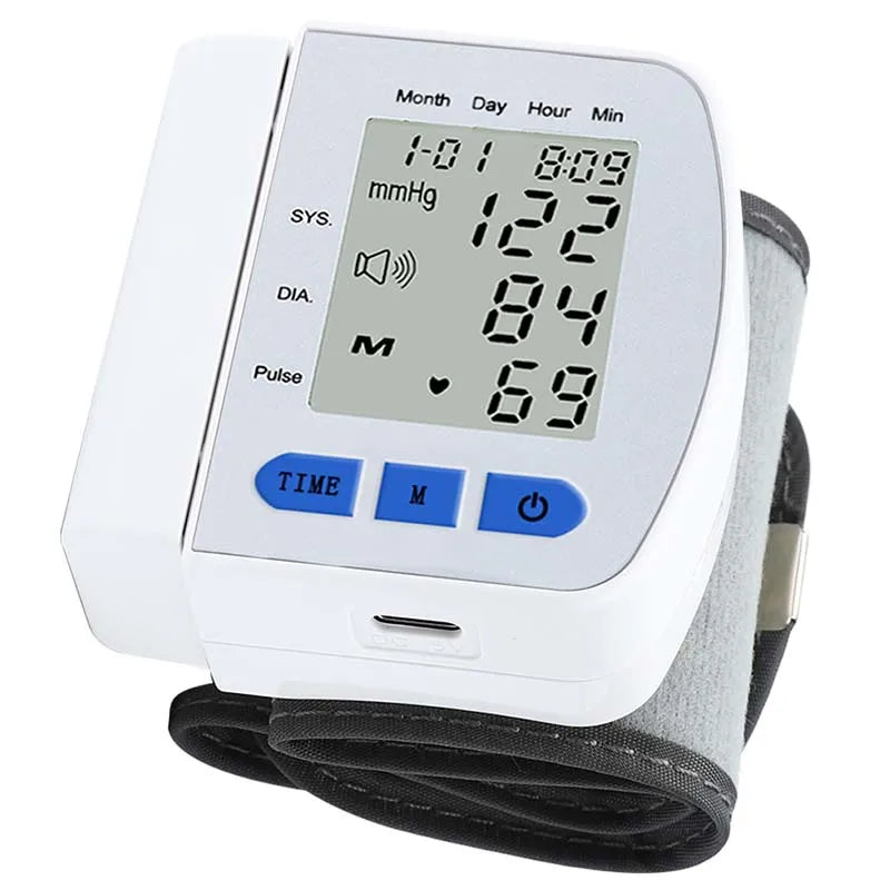 Digitlal Tensiometro Health Medical BP Sphygmomanometer Wrist cuff Digital Blood Pressure Monitor Heart Beat Rate Pulse Meter