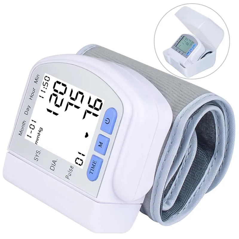 Digitlal Tensiometro Health Medical BP Sphygmomanometer Wrist cuff Digital Blood Pressure Monitor Heart Beat Rate Pulse Meter