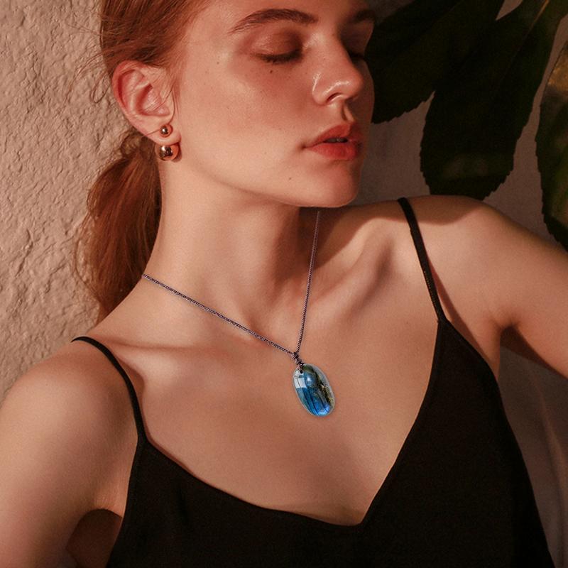 1pc Natural Crystal Labradorite Water Drop Pendant Polished Healing Moonstone Crystal Pendant Fashion Spiritual Jewelry Gift