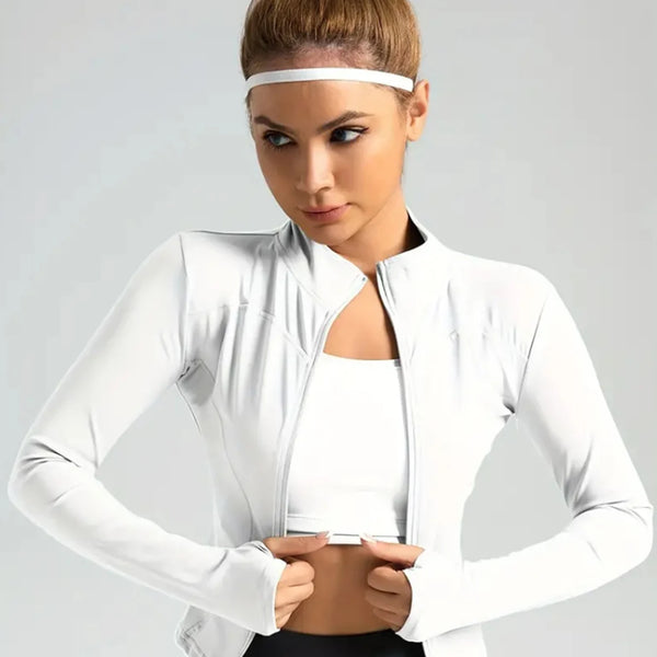 Yoga clothes women's autumn and winter sports yoga coat standing collar long sleeve top Pilates training running fitness clothes