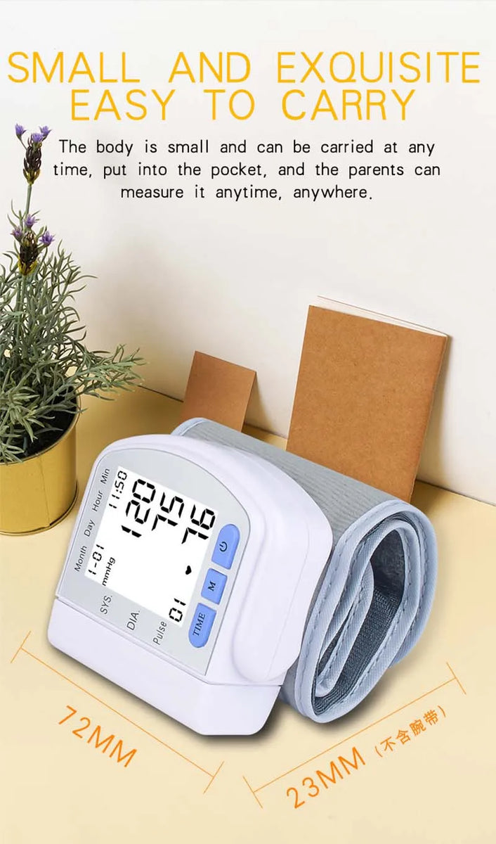 Digitlal Tensiometro Health Medical BP Sphygmomanometer Wrist cuff Digital Blood Pressure Monitor Heart Beat Rate Pulse Meter