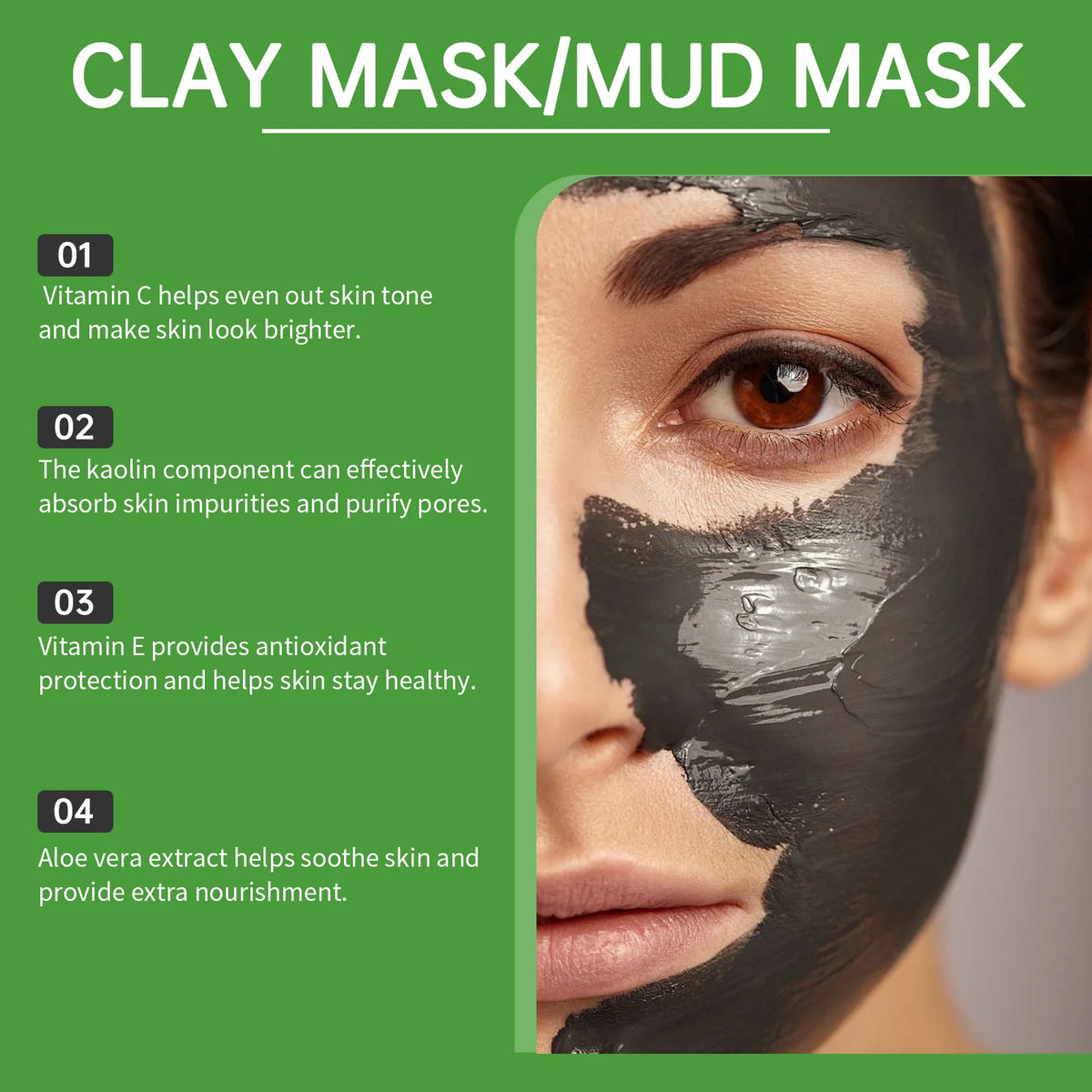 Face Cleansing Clay Mask Green Tea Turmeric Shrink Pore Blackhead Remover Exfoliating Moisturizing Oil Control Dead Sea Mud Mask