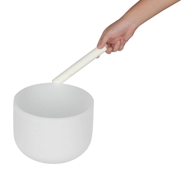 Singing Bowl B Key 8 Inches Frosted Quartz Crystal Music Bowl With Free Mallet White Percussion Instruments Meditation Tools