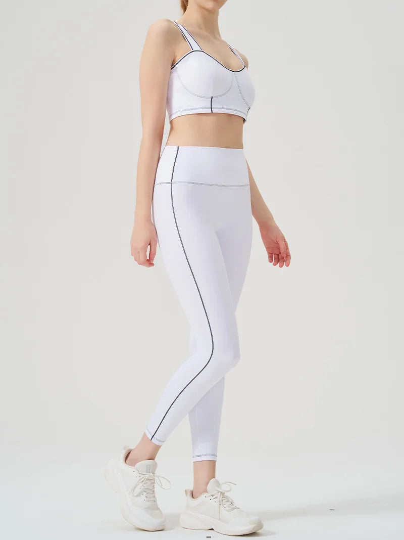 Yoga wear, a high-end sports solid-color high-elastic tight high-intensity sports set, women's fitness clothes suitable for gym