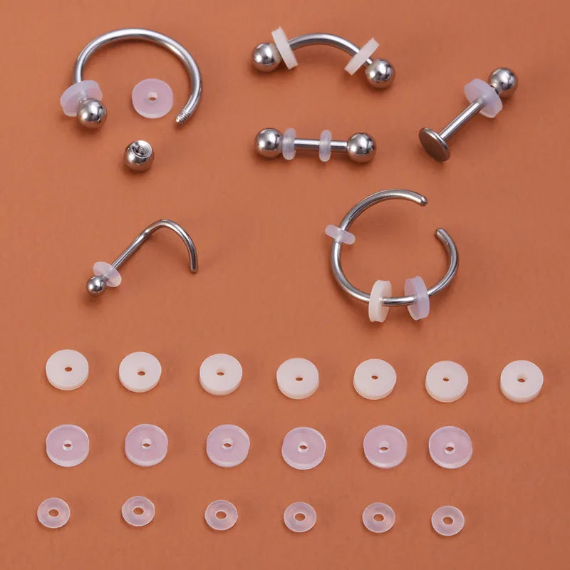 10-100pcs Silicone Soft Gasket Body Piercing Jewelry Healing Discs Flexible Anti Hyperplasia Fixed the Earring Nose Lip Piercing