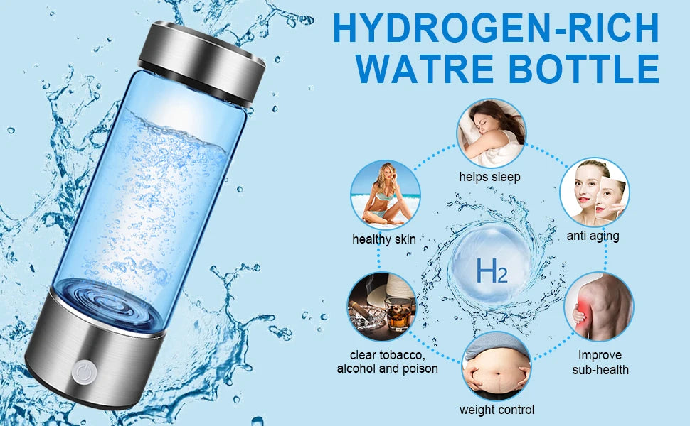 420ml Hydrogen-Rich Water Cup Portable Hydrogenated Water Bottle Alkaline Maker Rechargeable Antioxidan Hydrogen Water Generator