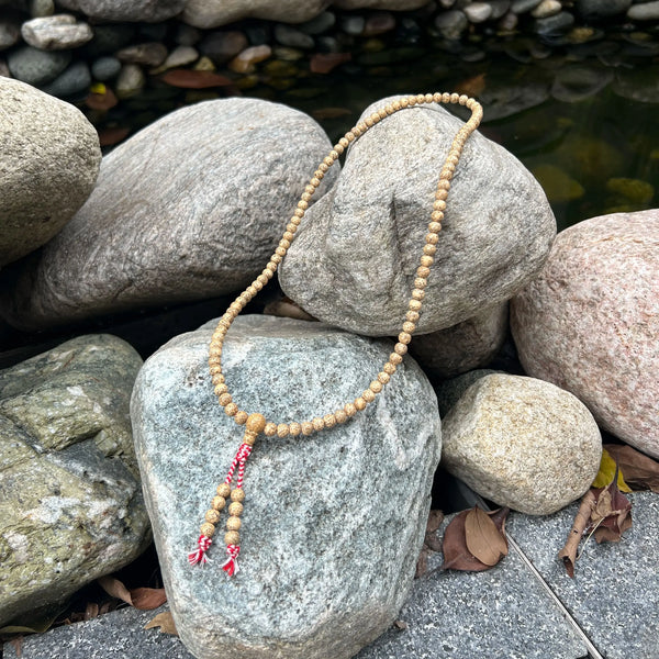 Natural Buddha Beads Prayer Mala 108 Beads 6.5mm X 6mm Bracelet Yoga Meditation Necklace for Mindfulness & Serenity