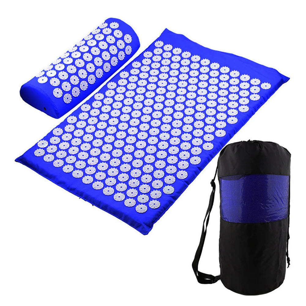 Acupressure Yoga Mat Massage Cushion Pillow Acupuncture Relieve Stress Back Body Pain Spike Mat with Carry Bag for Men Women