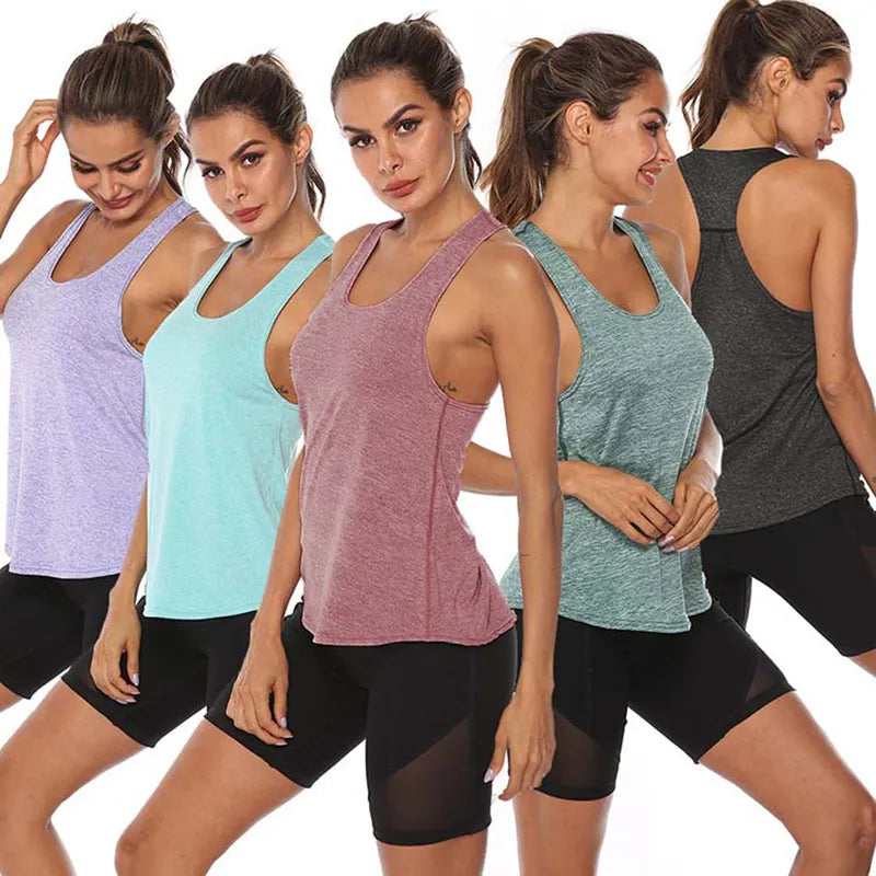 Quick-Dry Women's Yoga Shirts Sleeveless,Athletic Fitness Racerback Sports Vest,Comfortable U-neck VestTraining Sport Tank Tops